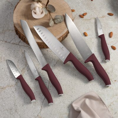 Set 6 cutite Berlinger Haus, Leonardo, inox, visiniu mat