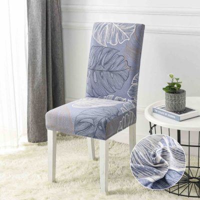 Set 6 huse universale pentru scaun, ELASTICE, Jojo Home, Bleu, frunze