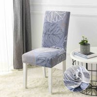Set 6 huse universale pentru scaun, ELASTICE, Jojo Home, Bleu, frunze