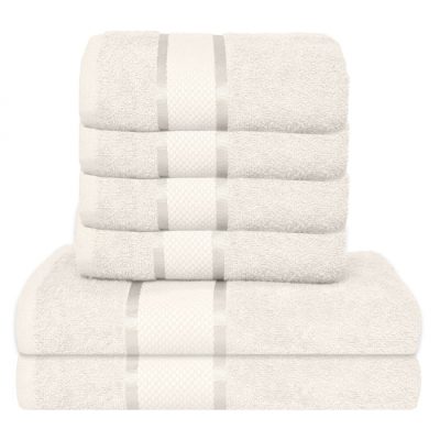 Set 6 Prosoape, Bumbac 100%, 400g m  ², Alb