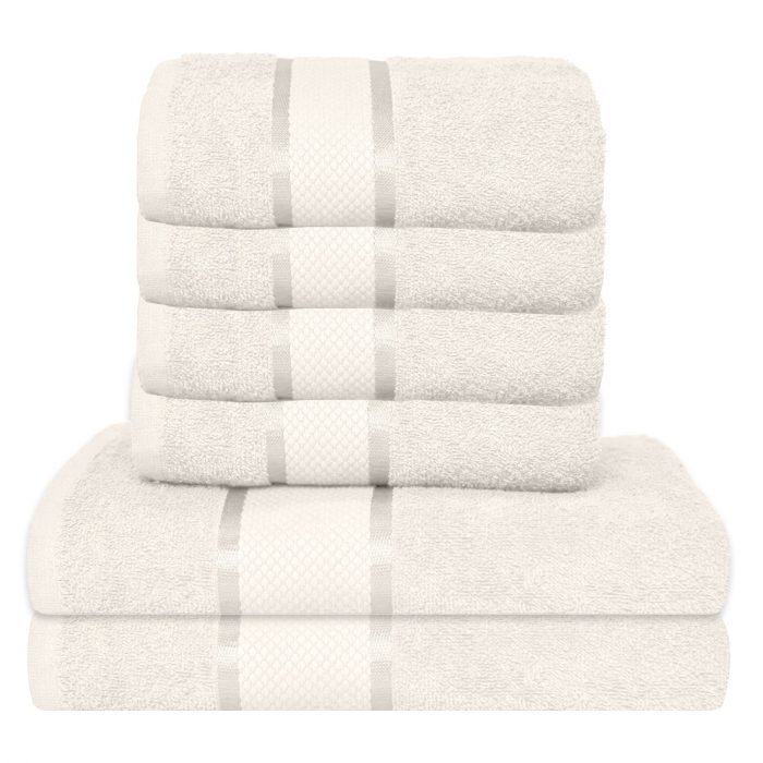 Set 6 Prosoape, Bumbac 100%, 400g m², Alb