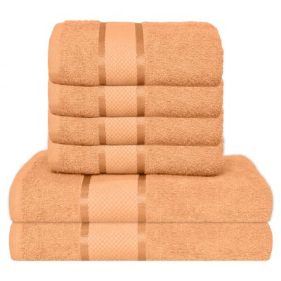 Set 6 Prosoape, Bumbac 100%, 400g m², Portocaliu Piersica