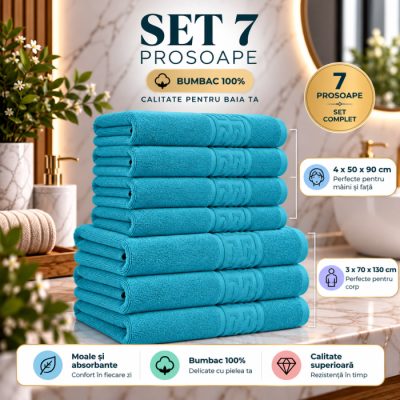 Set 7 Prosoape, Bumbac 100%, 550g m²