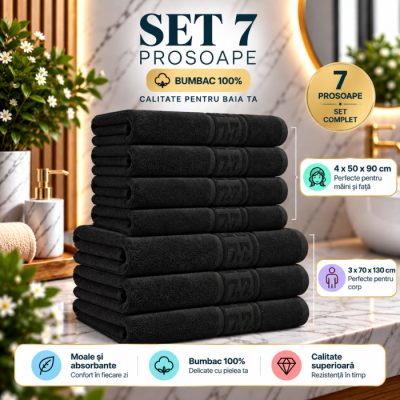 Set 7 Prosoape, Bumbac 100%, 550g m²