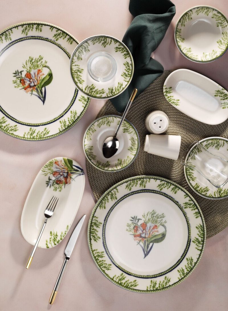 Set de mic dejun, Hermia, 868ARY1110, Portelan, Platou mic: 15 cm (4 bucăți), Multicolor