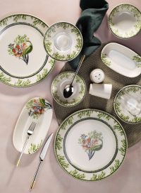 Set de mic dejun, Hermia, 868ARY1110, Portelan, Platou mic: 15 cm (4 bucăți), Multicolor