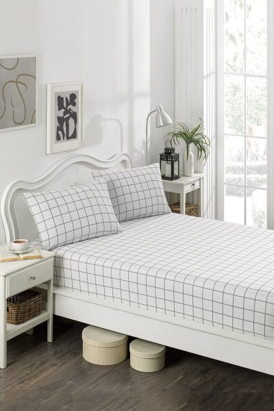 Set de pat dublu (cearceaf cu elastic si perne) 3 piese, L'essentiel Maison, Artus, Gri