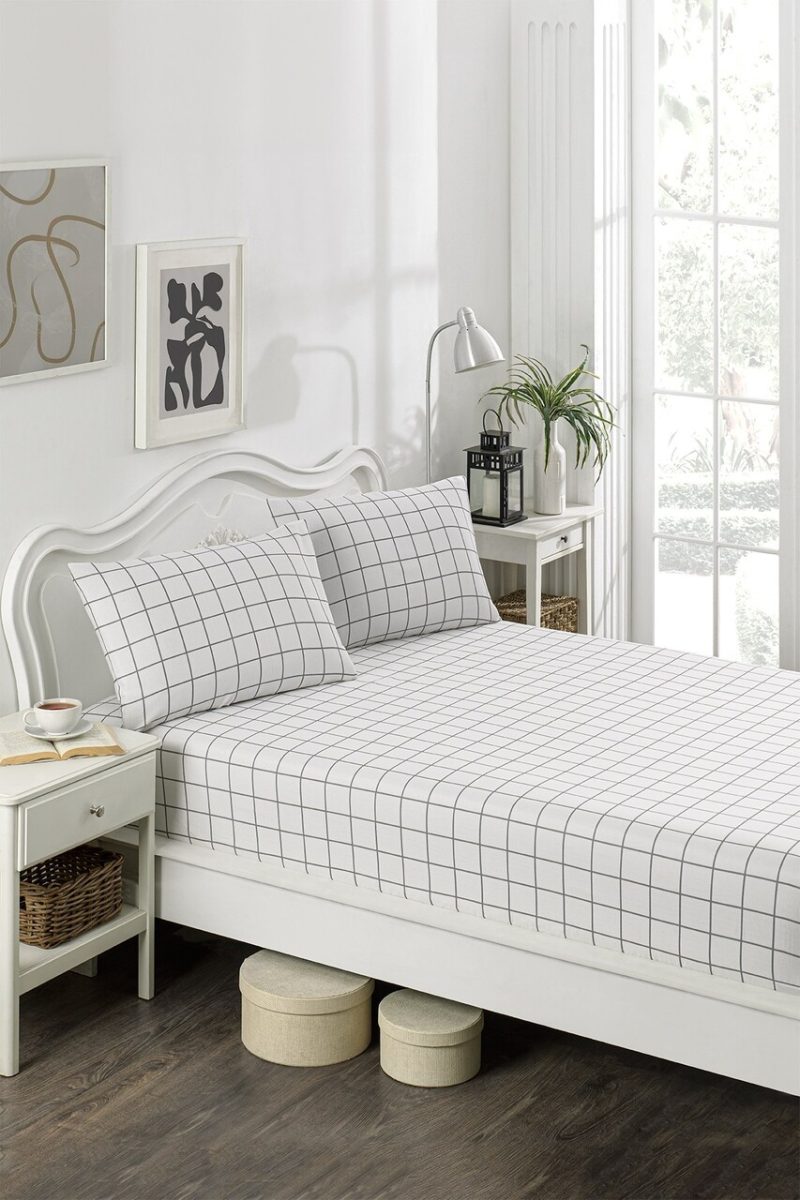 Set de pat dublu (cearceaf cu elastic si perne) 3 piese, L'essentiel Maison, Artus, Gri