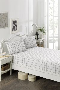 Set de pat dublu (cearceaf cu elastic si perne) 3 piese, L'essentiel Maison, Artus, Gri