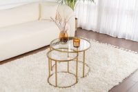 Set masute de cafea, Hanah Home, Gold-Transparent-60-42, Auriu