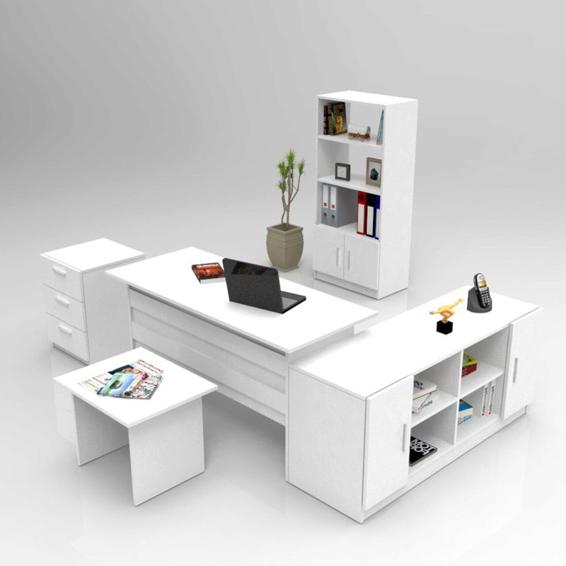Set mobilier de birou, Hanah Home, Vo15-W, Alb