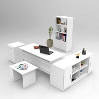 Set mobilier de birou, Hanah Home, Vo15-W, Alb