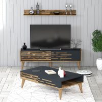 Set mobilier living, Hanah Home, Valensiya 140, Nuc / Antracit