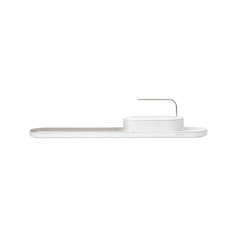 Set organizator chiuveta cu suport de uscare vase, Brabantia, SinkStyle Mineral, 75x13x15 cm, plastic/inox, alb