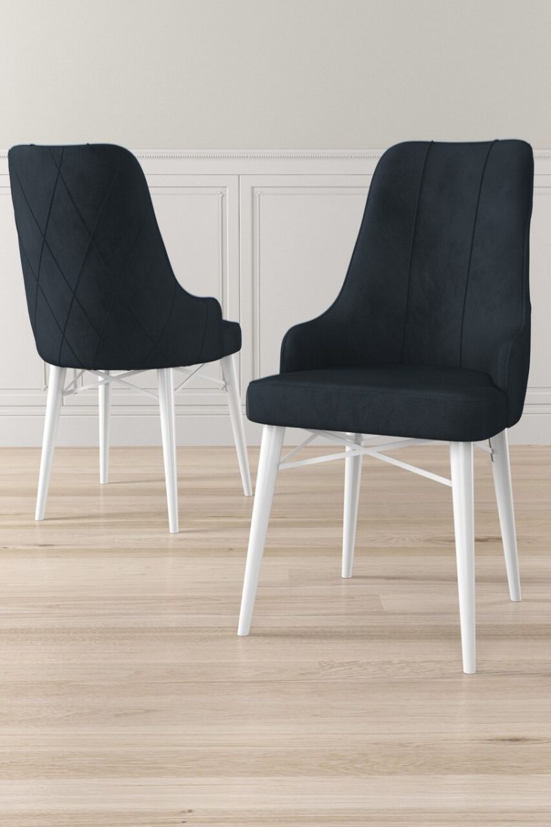 Set scaune 2 piese, Hanah Home, Neta, Antracit/Alb