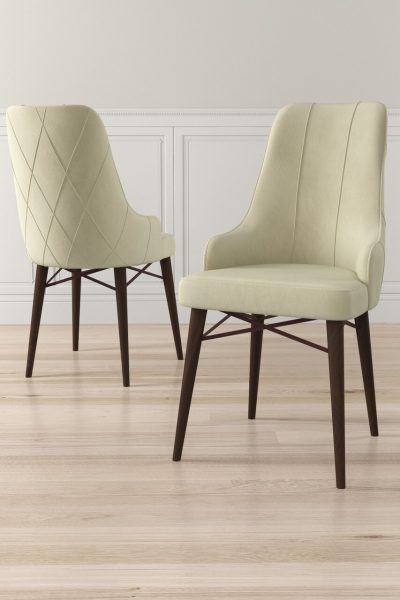 Set scaune 2 piese, Hanah Home, Neta, Crem/Maro