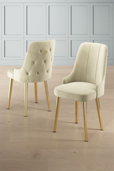 Set scaune 2 piese, Hanah Home, Newa, Crem / Aur