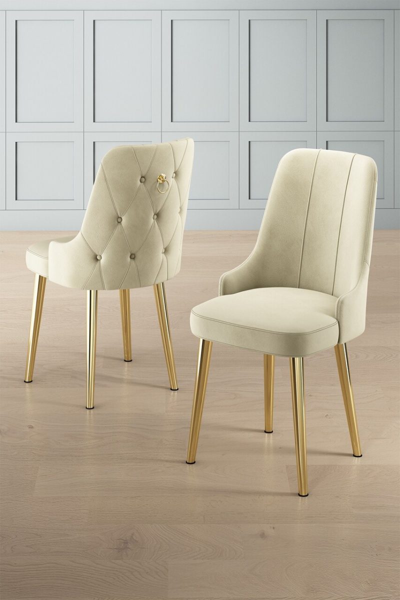 Set scaune 2 piese, Hanah Home, Newa, Crem / Aur