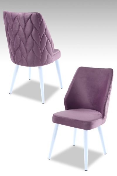 Set scaune 2 piese, Hanah Home, Pufi, PAL, Liliac / Alb