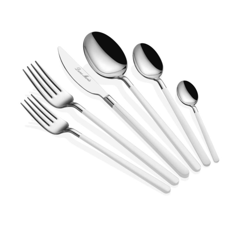 Set tacamuri, Hermia, 645DRM1222, Inox, Lingură de masă: 21,3 cm (6 bucăți), Argintiu/Alb