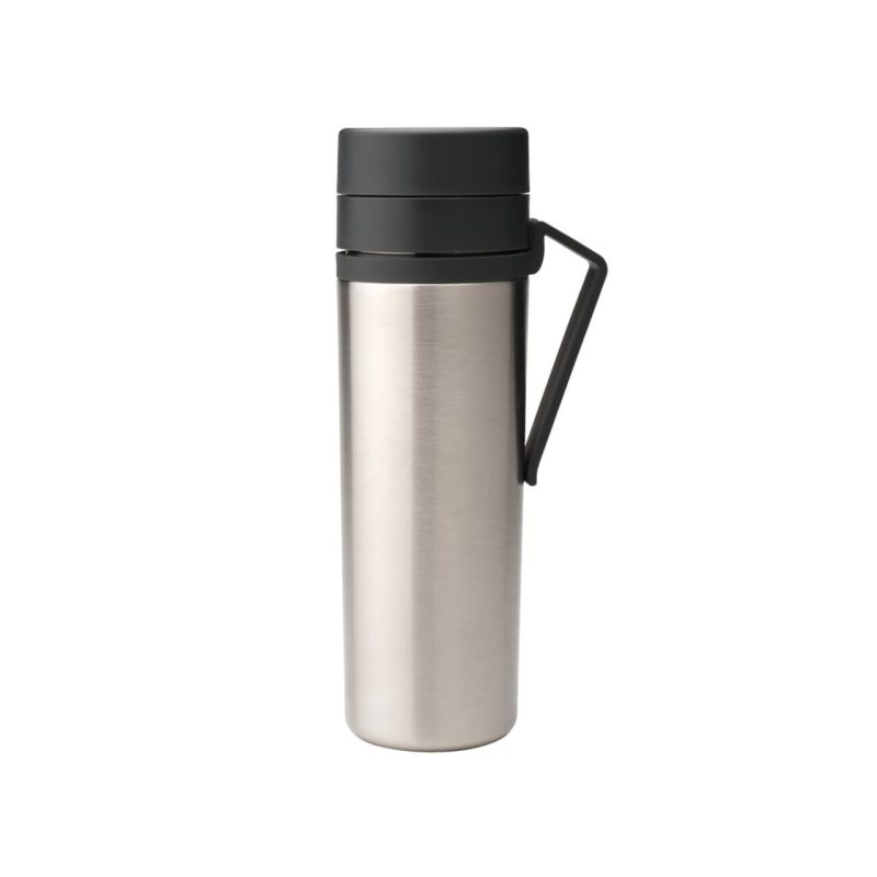 Sticla termos, Brabantia, Make&amp;Take, 10x7.1x22.6 cm, 500ml, otel, gri inchis