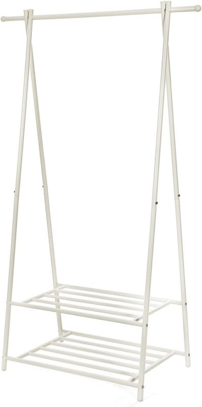 Suport pentru haine Songmics, 87.5x41x155 cm, max 65 kg, fier, alb