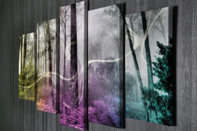 Tablou decorativ, BC97, Rama din lemn (grosime 3 cm), Multicolor