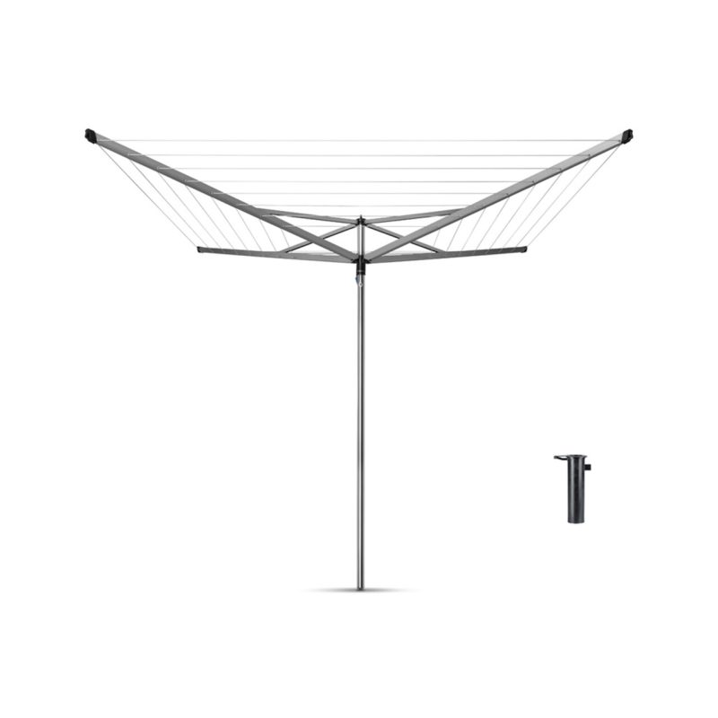 Uscator de rufe rotativ cu 4 brate, Brabantia, Essential Metallic, 40 m capacitate de uscare, otel, gri