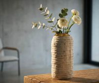 Vaza decorativa, Mauro Ferretti, Lima, 12.5x25 cm, ceramica, gri/auriu